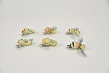Bees on clip S/6 8cm yellow/black