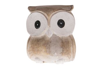 owl M wood 11x10x12.5cm Natural