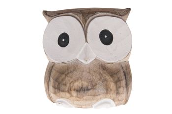 owl L wood 12x11.5x16cm Natural