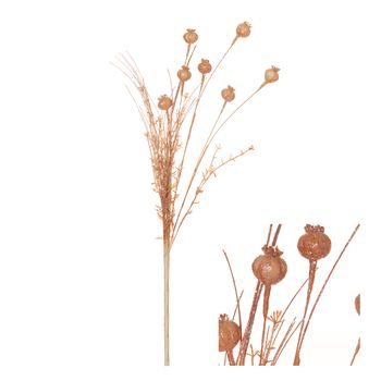 Stem Poppy Flower Capsules w/Glitter 10x10x58cm Copper