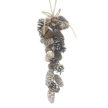 Garland Pinecone Bell D17 H55cm White Washed