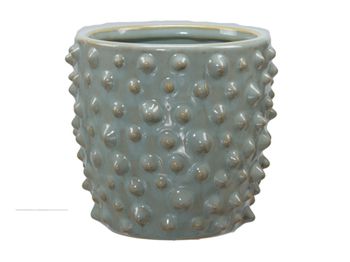 pc. 1 stoneware flowerpot blue 11x11x10cm