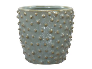 pc. 1 stoneware flowerpot blue 14x14x13.5cm