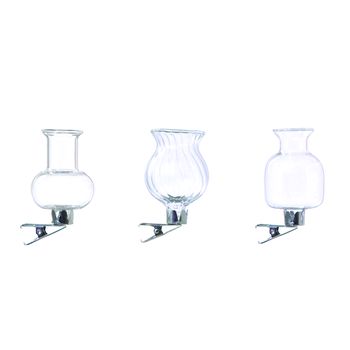 Vase w/Clip 3pcs in Box D4 H7cm Clear assorted