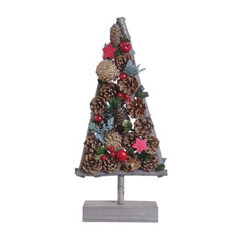 Christmas Tree Pinecone Red Star 22x8x50cm Natural/Red