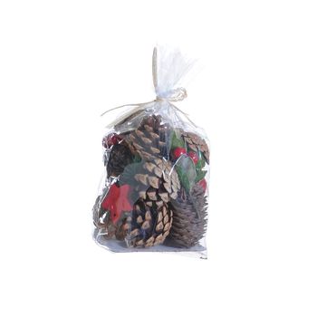 Material Bag Pinecone Red Star 9x9x16cm Natural/Red