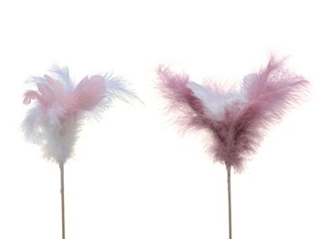 pb. 8 feathers/stick pink 12 cm
