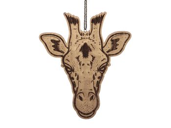 pc. 1 wooden giraf/hanging gold 16cm