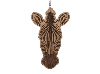 pc. 1 wooden zebra/hanging gold 22cm