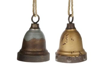 Hanging bell metal Ø10x15cm Gold/Silver 2 assorti