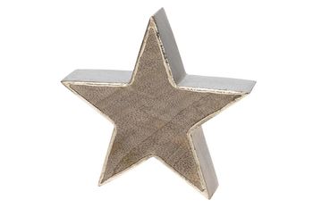 Stern aus Mangoholz 15x3,5x15cm Natur/Gold