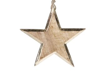 Hanging star mango wood 15x1.5x15cm Gold
