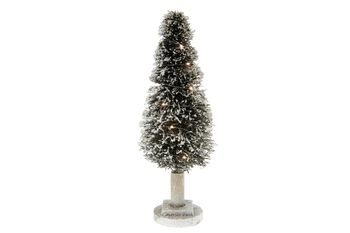 Tree with lights (Battery Operated) rattan Ø13x40cm - with flock