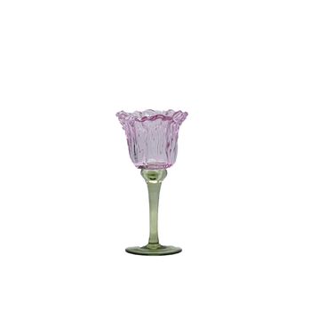 Tealight Holder Flor D9 H20cm Pink