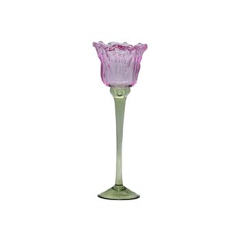 Tealight Holder Flor D9 H26cm Pink