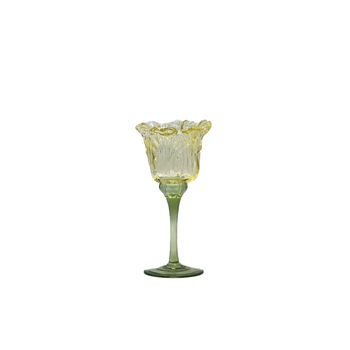 Tealight Holder Flor D9 H20cm Yellow