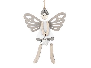 pb. 4 wooden fairies/hanging white 15 cm