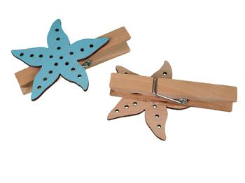pb. 6 starfish on clip blue 5,5 cm