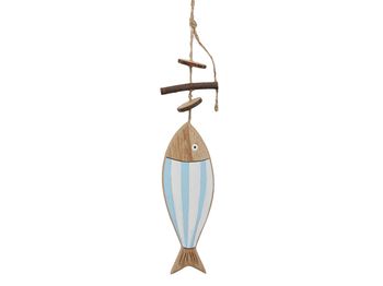 pb. 2 wooden fishes/hanging blue 36 cm