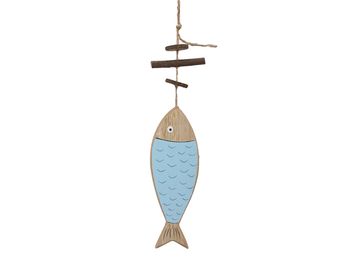 pb. 2 wooden fishes hanging blue 36cm