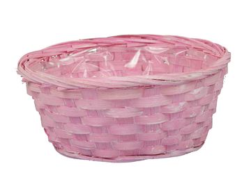 pc. bamboo basket l. Pink Ø 20x9 cm