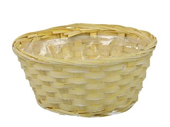 pc. bamboo basket l. Yellow Ø 20x9 cm