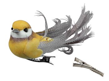 w/b. 6 birds/clip yellow 8,5x3cm