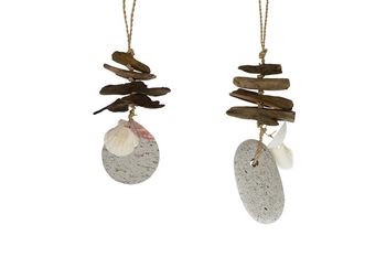 Hanger shells / stones 26x5.5cm 1pc Natural mixed