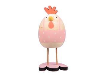 pb. 2 wooden chickens/standing pink 5.5x12 cm