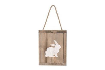 Sign rabbit historic wood 15x19x1.5cm Natural/White