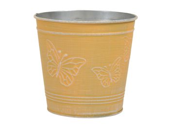 metal basket w/butterflies yellow Ø 12.5x11.5 cm