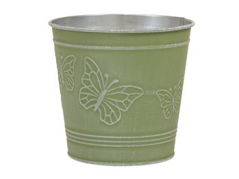 metal basket w/butterflies green Ø 12.5x11.5 cm