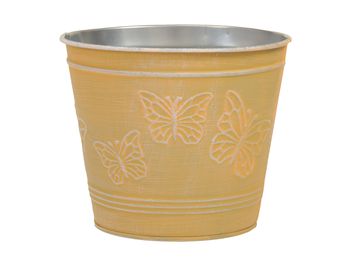 metal basket w/butterflies yellow Ø 14x12 cm