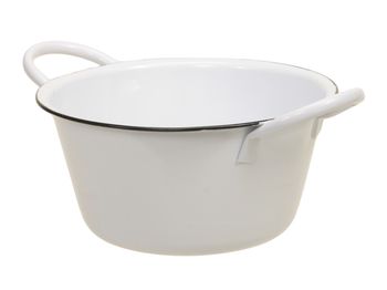 metal bowl w/ears white Ø 19x10 cm