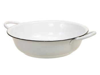 metal bowl w/ears white Ø 25x6.5 cm