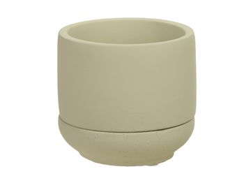 cement flowerpot+saucer cream Ø 10x9 cm