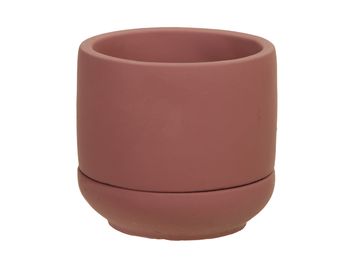 cement flowerpot+saucer d. Pink Ø 10x9 cm