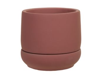cement flowerpot+saucer d. Pink Ø 13.5x13 cm