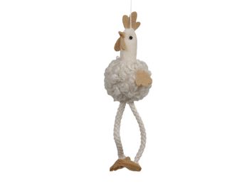 pb. 4 fabric roosters/hanging beige Ø 5.5x17 cm