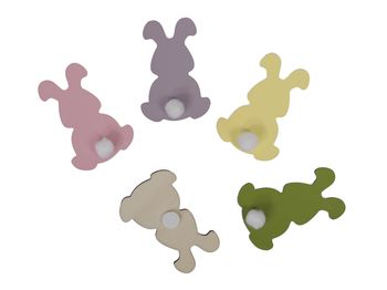 pb. 36 wooden rabbits/sticker 4 ass. 3.5x5 cm