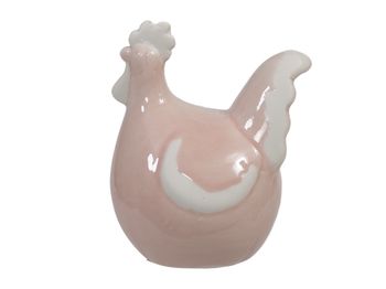 pc. 1 porcelain rooster pink 7x11 cm