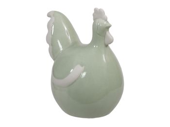 pc. 1 porcelain rooster green 10x15 cm