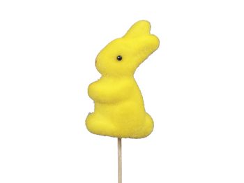 pb. 18 flock rabbits/stick yellow 5x8 cm