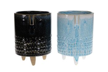 Face planter ceramic 12.5x12x16.5cm 1pc Dark blue/Light blue
