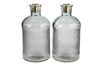 Bottle with candle holder glass Ø10.3x20.5cm 1pc mixed Grey
