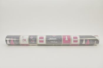 Rol pakpapier ''Christmas'' grijs/roze 60cm x 40mtr 65gr