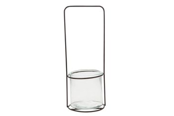 Kerzenhalter Metall/Glas Ø14x36,5cm Braun