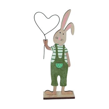 Rabbit Standing Heart 13x5x28cm Green