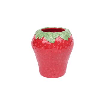 Vase Erdbeere 18x18x20cm Grün/Rot