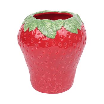 Vase Erdbeere 32x32x34cm Grün/Rot
